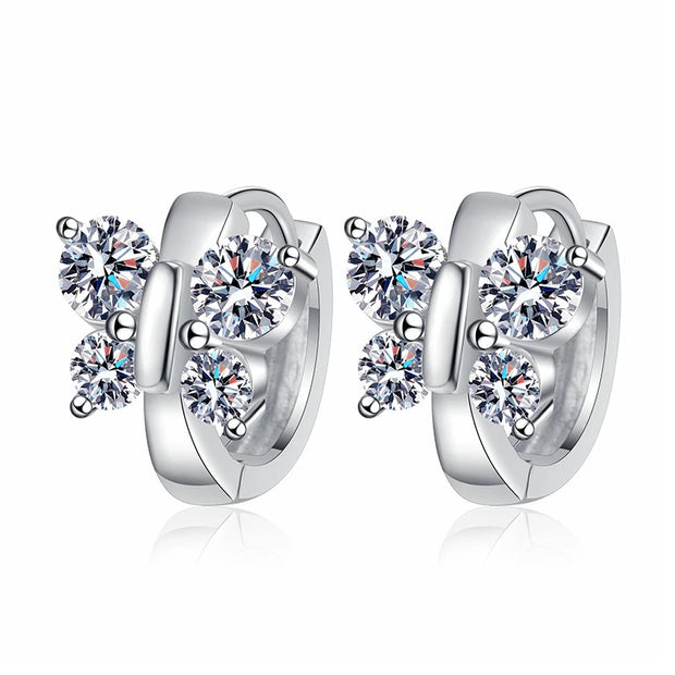 NeeTim Butterfly Full Moissanite Earrings for Women Original Party Wedding Gift Jewelry 925 Sterling Sliver Earring with GRA