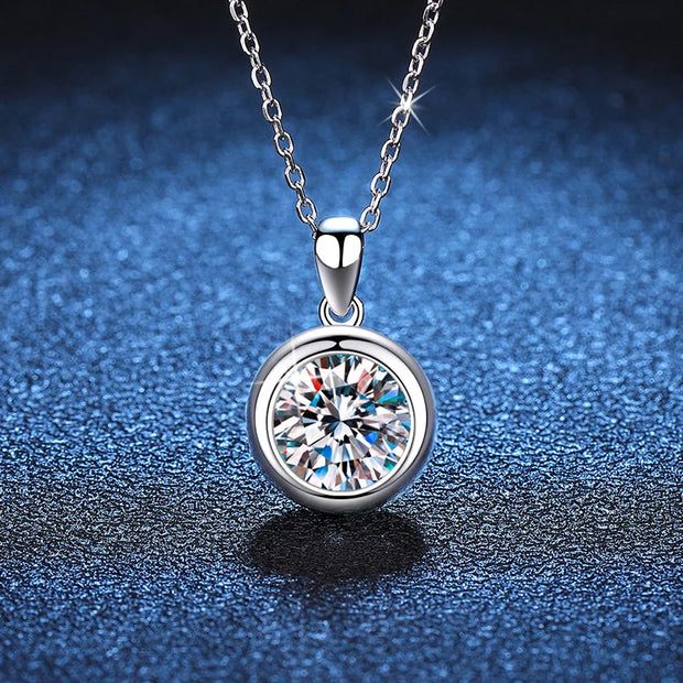 NeeTim 3ct Moissanite Diamond Pendant Necklace 925 Sterling Sliver Round Shape Necklaces Wedding Bridal Fine Jewelry For Women