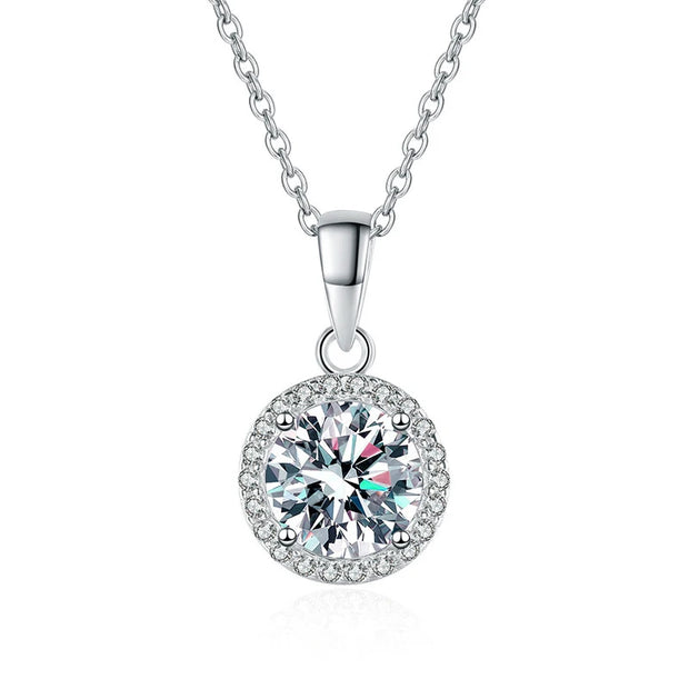NeeTim 1 Carat Real Moissanite Pendant For Women Lab Diamond Necklace 925 Sterling Silver Fine Jewelry Girl Valentine's Day Gift