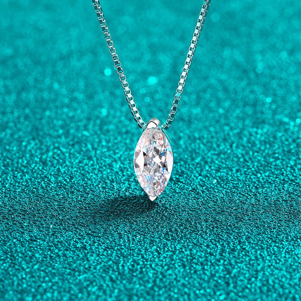 NeeTim Real D Color 5*10mm 1ct Marquise Moissanite Necklace For Women S925 Sterling Silver Lab Diamond Box Chain Fine Jewelry