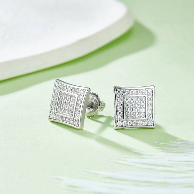 NeeTim Full Moissanite Stud Earrings Lab Diamond 925 Sterling Silver Wedding Earring Fine Jewelry Gift With GRA Certificate Gift