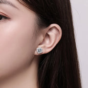 NeeTim 1ct 6.5mm Moissanite Earrings for Women S925 Sterling Silver Gemstone Earring Certified Ear Studs Wedding Party Jewelry