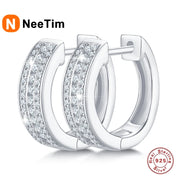 NeeTim Hoops 100% 925 Sterling Silver Full Real Moissanite Earrings Women Sparkling Dimoand Earring Jewelry Gift GRA Certificate