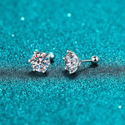 NeeTim 8mm 2 Carat Moissanite Stud Earrings For Women Screw Thread Ear Studs 925 Sterling Silver Fine Jewelry Pass Diamond Test