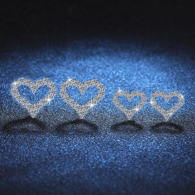 NeeTim All Moissanite Earrings for Women Heart Shape S925 Sterling Sliver with Gold Plated Earring Wedding Party Fine Jewelry