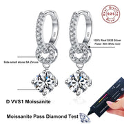 NeeTim D VVS1 Moissanite Diamond Hoop Earrings 925 Sterling Silver for Women with Gold Plated Fine Drop Earring Fine Jewelry