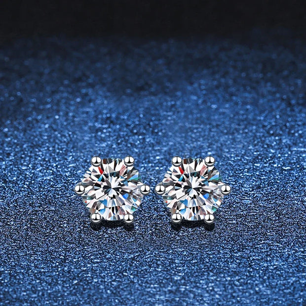 NeeTim 2ct Moissanite Studs Earrings for Women S925 Sterling Silver White Gold Plated Lab Diamond Earring With GRA Certificate