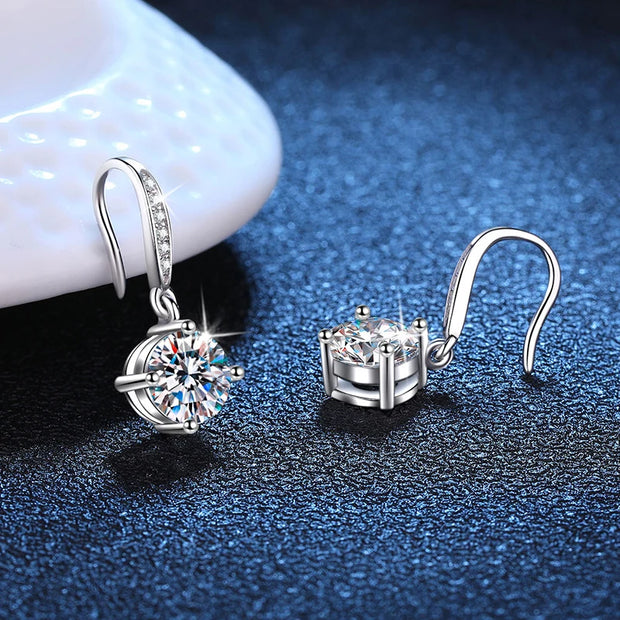 1ct Moissanite Drop Earrings