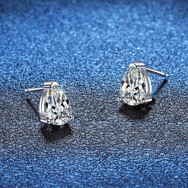 1ct D Color Pear Cut Stud Earrings