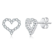 NeeTim All Moissanite Earrings for Women Heart Shape S925 Sterling Sliver with Gold Plated Earring Wedding Party Fine Jewelry