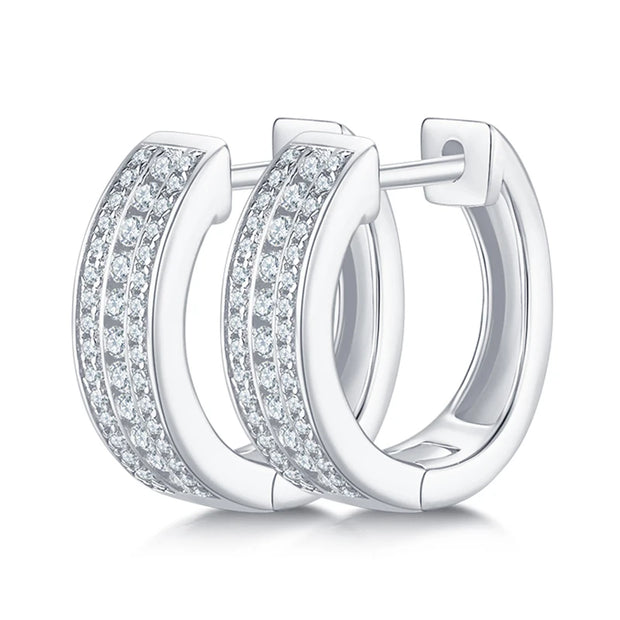 NeeTim Hoops 100% 925 Sterling Silver Full Real Moissanite Earrings Women Sparkling Dimoand Earring Jewelry Gift GRA Certificate