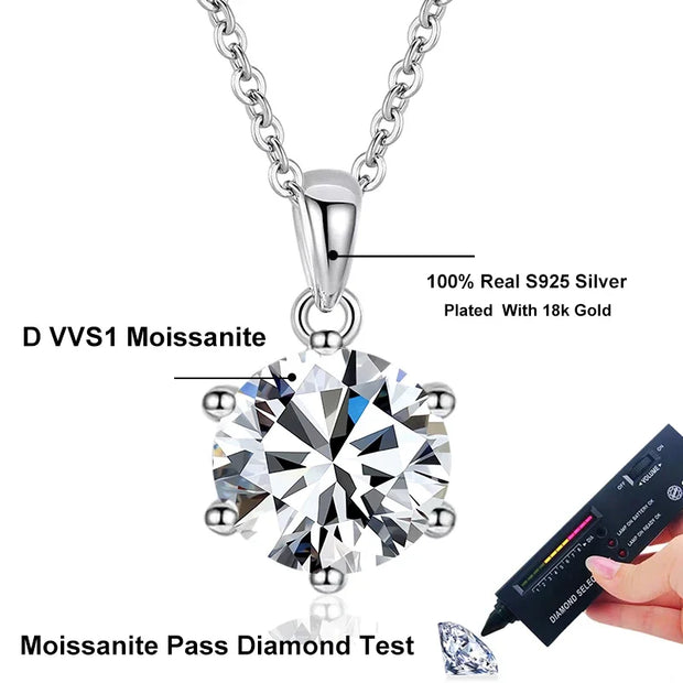 NeeTim 4ct 10mm Moissanite Necklace For Women 925 Sterling Silver with 18K Gold Plated Lab Diamond Pendant Wedding Party Jewelry