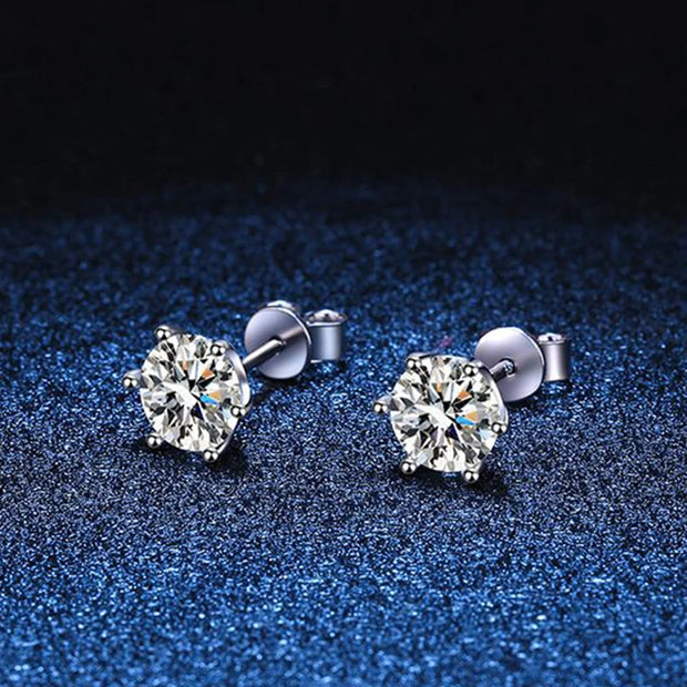 NeeTim 2ct Moissanite Studs Earrings for Women S925 Sterling Silver White Gold Plated Lab Diamond Earring With GRA Certificate