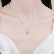 NeeTim 1ct Heart Shape Moissanite Pendant Necklace Sterling 925 Sterling Sliver Chain Plated 18k White Gold Necklace for Women