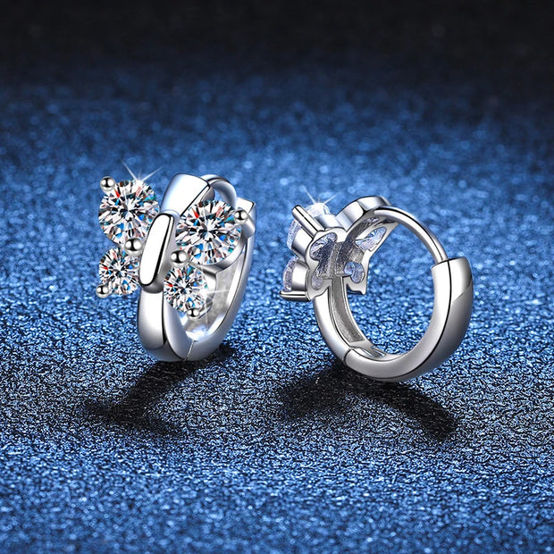 NeeTim Butterfly Full Moissanite Earrings for Women Original Party Wedding Gift Jewelry 925 Sterling Sliver Earring with GRA