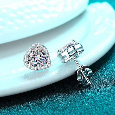 2 Carat Heart shaped Earrings