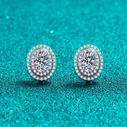 NeeTim 0.5ct D Color Oval Cut Moissanite Stud Earrings Lab Created Diamond 925 Sterling Silver Gold Plated Wedding Jewelry Gift