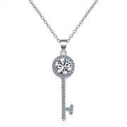 NeeTim 1ct Moissanite Necklace Key Pendant 925 Sterling Silver with Gold Plated Party Neck Chain Gift For Women with Certificate