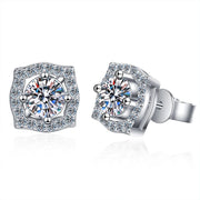 NeeTim 1ct 6.5mm Moissanite Earrings for Women S925 Sterling Silver Gemstone Earring Certified Ear Studs Wedding Party Jewelry