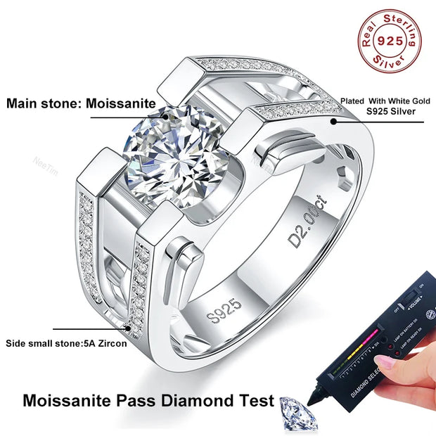 1ct-2ct  Ring 925 Sterling Silver with White Gold Plated