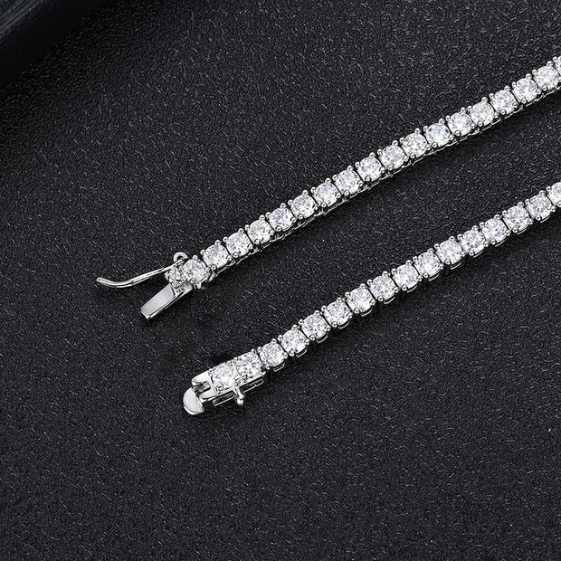 NeeTim Moissanite Tennis Necklace for Women Wedding Jewelry 925 Sterling Sliver Plated 18k White Gold Necklaces with Certificate