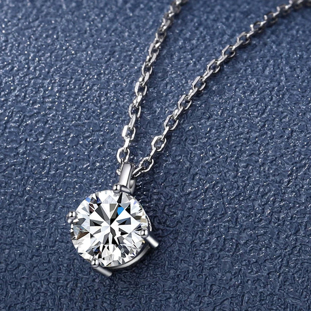 NeeTim 1CT 2CT Real Moissanite Pendant Necklace For Women Top Quality 925 Sterling Silver Wedding Party Bridal Luxury Jewelry