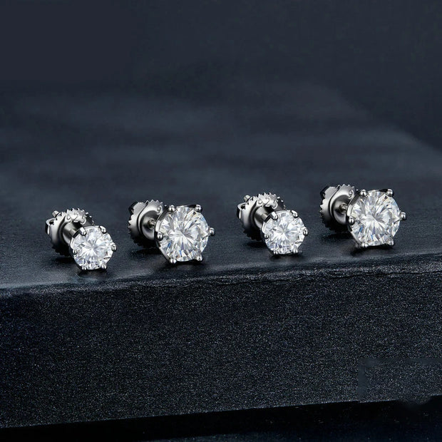 NeeTim Moissanite Diamond Stud Earrings for Women Original 925 Sterling Silver with Gold Plated Screw Back Earring Fine Jewelry