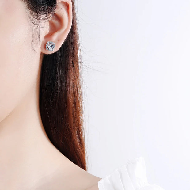 NeeTim 1ct 6.5mm Moissanite Earrings for Women S925 Sterling Silver Gemstone Earring Certified Ear Studs Wedding Party Jewelry