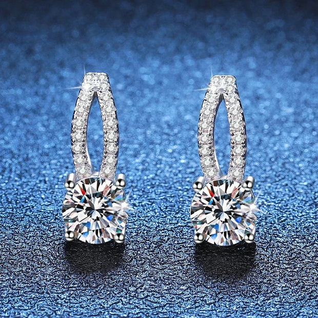 1ct D Color Moissanite Drop Earrings