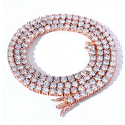 NeeTim 3mm 4mm 5mm Moissanite Tennis Necklace 925 Sterling Sliver with Gold Plated Necklaces for Women Men Neck Chain Jewelry