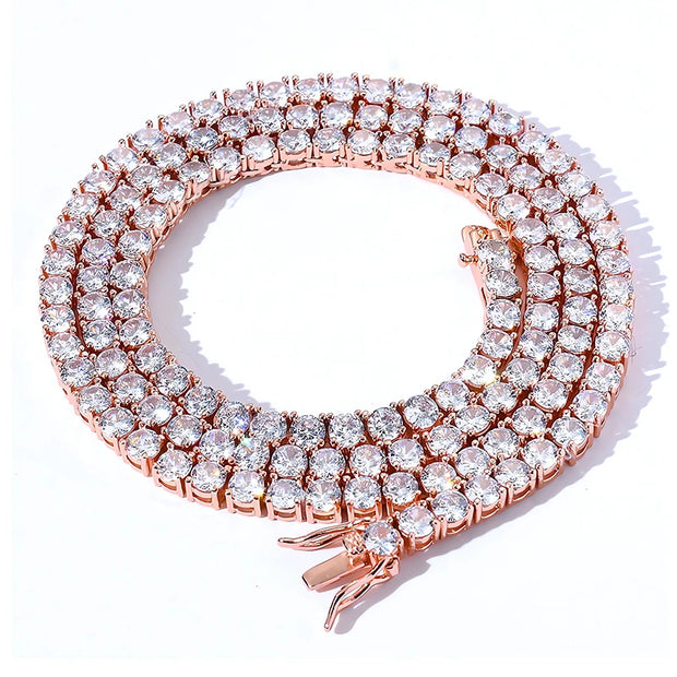 NeeTim 3mm 4mm 5mm Moissanite Tennis Necklace 925 Sterling Sliver with Gold Plated Necklaces for Women Men Neck Chain Jewelry