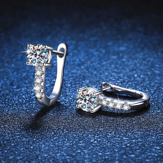 0.5 Carat Moissanite Earrings 925 Sterling Silver Ear Stud Hoops