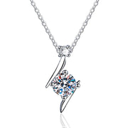 NeeTim 1ct 6.5mm D Color Moissanite Diamond Pendant Necklace 925 Sterling Sliver with 18K Gold Plated Necklaces Gift for Women