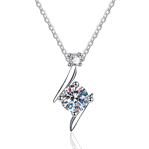 NeeTim 1ct 6.5mm D Color Moissanite Diamond Pendant Necklace 925 Sterling Sliver with 18K Gold Plated Necklaces Gift for Women