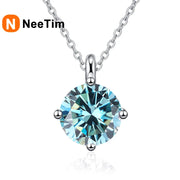 NeeTim 1CT 2CT Real Moissanite Pendant Necklace For Women Top Quality 925 Sterling Silver Wedding Party Bridal Luxury Jewelry