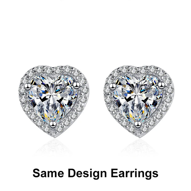 NeeTim 1ct Heart Shape Moissanite Pendant Necklace Sterling 925 Sterling Sliver Chain Plated 18k White Gold Necklace for Women