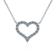 NeeTim D Color Moissanite Necklace Heart Pendant 925 Sterling Sliver White Gold Plated Chain with GRA Fine Neck Chain for Women