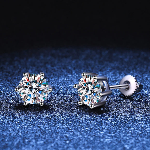 NeeTim 2ct Moissanite Earrings For Women Men Lab Diamond White Gold Plated 925 Sterling Silver Stud Earring Luxury Fine Jewelry