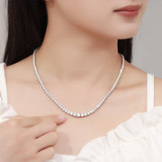 NeeTim Moissanite Tennis Necklace for Women Wedding Jewelry 925 Sterling Sliver Plated 18k White Gold Necklaces with Certificate