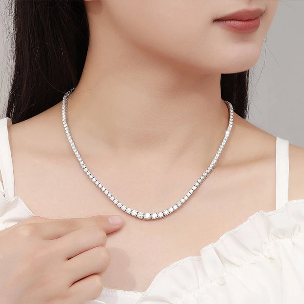 NeeTim Moissanite Tennis Necklace for Women Wedding Jewelry 925 Sterling Sliver Plated 18k White Gold Necklaces with Certificate