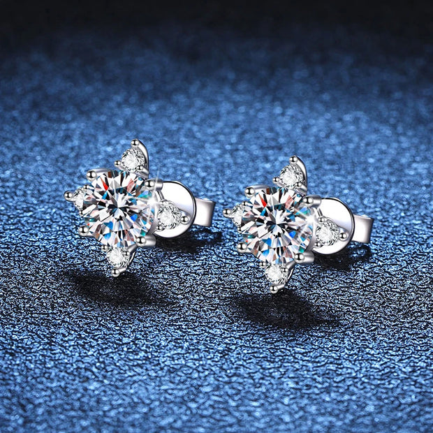 Star 1ct 6.5mm D Color  Earrings Sliver with White Gold Plated