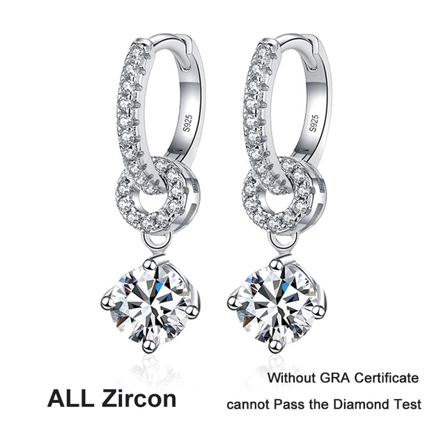 NeeTim D VVS1 Moissanite Diamond Hoop Earrings 925 Sterling Silver for Women with Gold Plated Fine Drop Earring Fine Jewelry