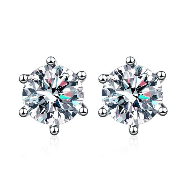 NeeTim 2ct Moissanite Studs Earrings for Women S925 Sterling Silver White Gold Plated Lab Diamond Earring With GRA Certificate