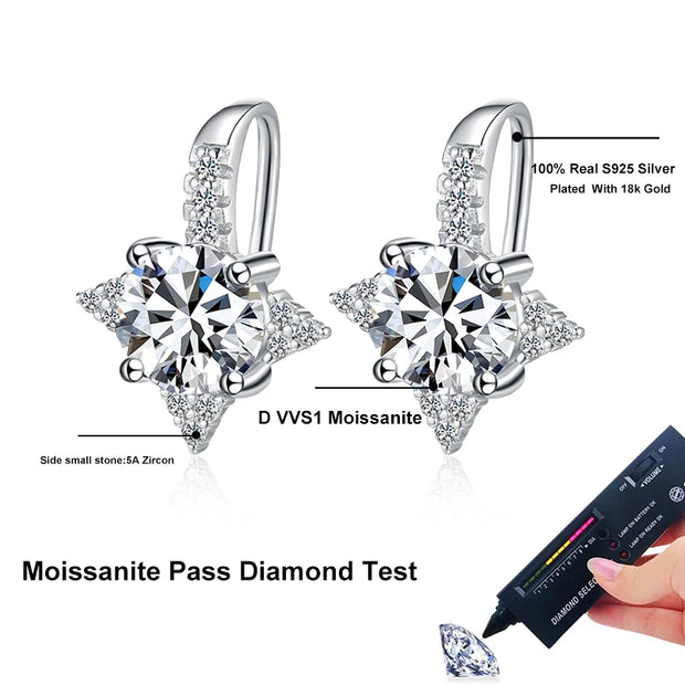 NeeTim 1ct 6.5mm Moissanite Earrings for Women S925 Sterling Sliver with 18k Gold Plated Diamond Earring Wedding Party Jewelry