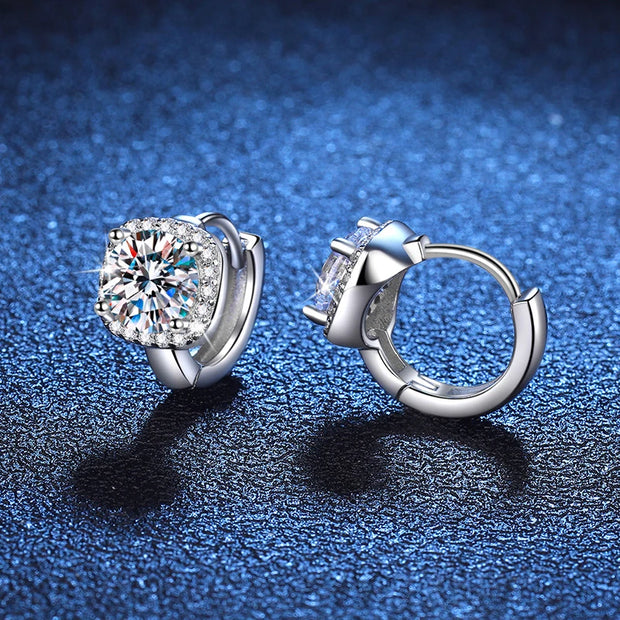 NeeTim 1ct Moissanite Earrings for Women S925 Sterling Sliver with 18k Gold Plated Hoop Earring Wedding Jewelry with Certificate