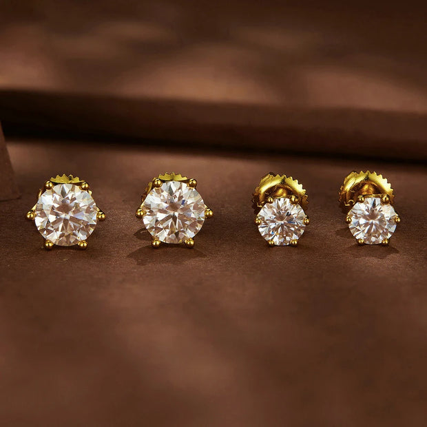 NeeTim Moissanite Diamond Stud Earrings for Women Original 925 Sterling Silver with Gold Plated Screw Back Earring Fine Jewelry