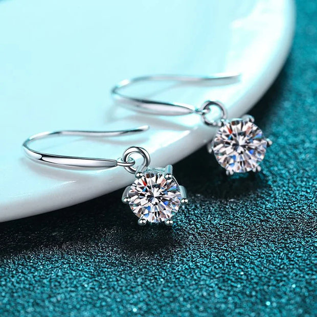 1ct 6.5mm Moissanite Droop Earrings