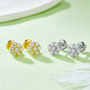 NeeTim Full Moissanite Stud Earrings Lab Diamond 925 Sterling Silver Screw Studs Earring Fine Jewelry Gift With GRA Certificate