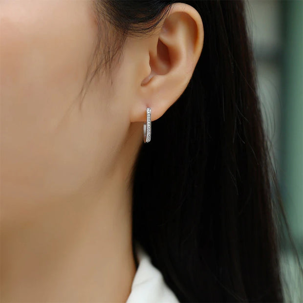NeeTim Full Moissanite Earrings Lab Diamond 925 Sterling Silver Hoop Earring Gold Plated Fine Jewelry Gift With GRA Certificate