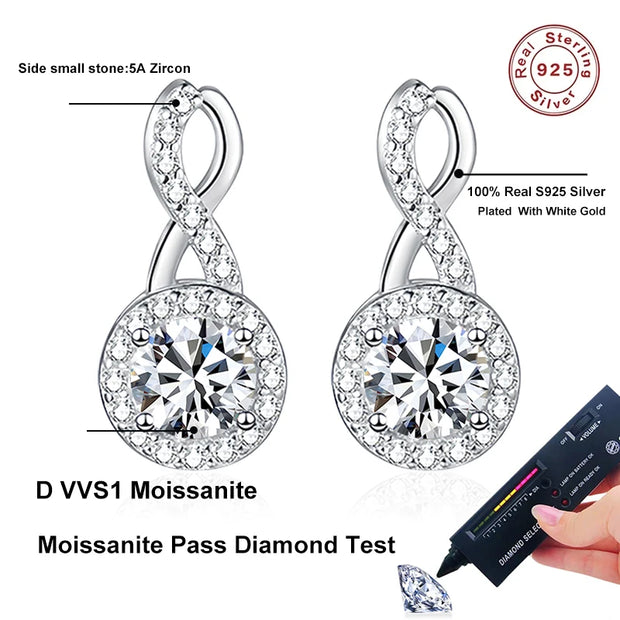 NeeTim 0.5ct 5mm D Color VVS Moissanite Earrings For Women S925 Silver Lab Diamond Engagement Wedding Earring Party Jewelry Gift